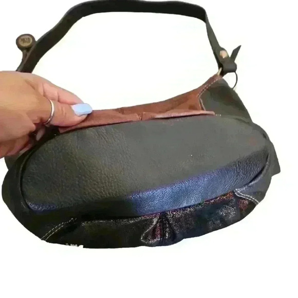 The Sak Brown Metallic Leather Hobo Colorblock Teak Multi Bag - Picture 4 of 14